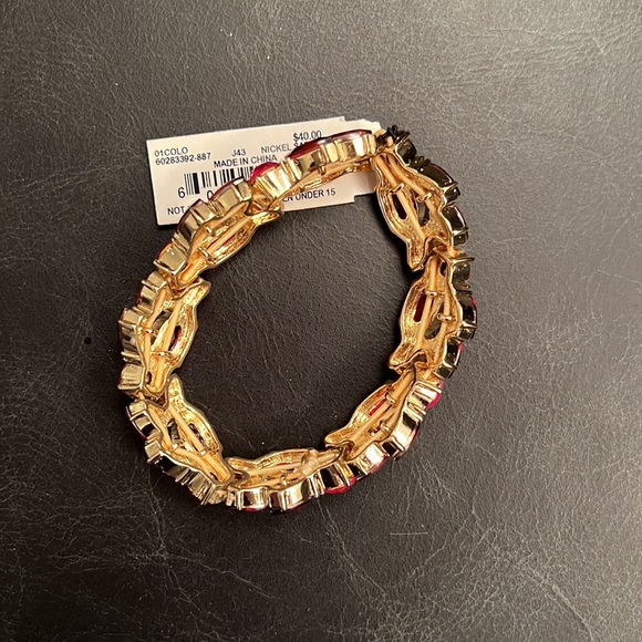 Anne Klein Stretch Bracelet with Hot Pink, Champagne and Reddish Jewels. - Picture 8 of 8